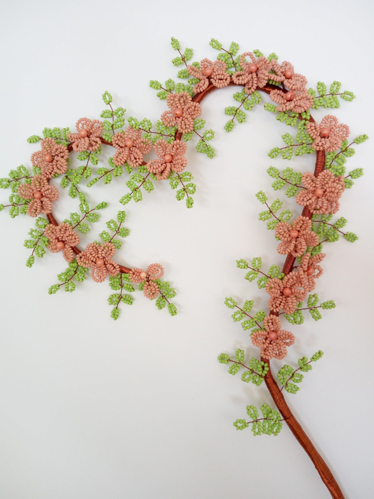 Pink Flower Heart shaped Beeded Craft Decor