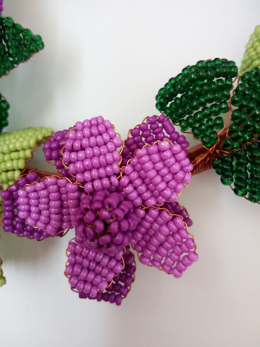 Purple Cosmos Flower Wreath Beeded Craft Décor