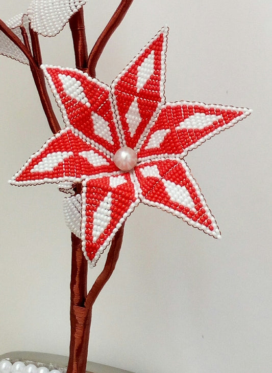 Red Lilly Beeded Flowers Décor