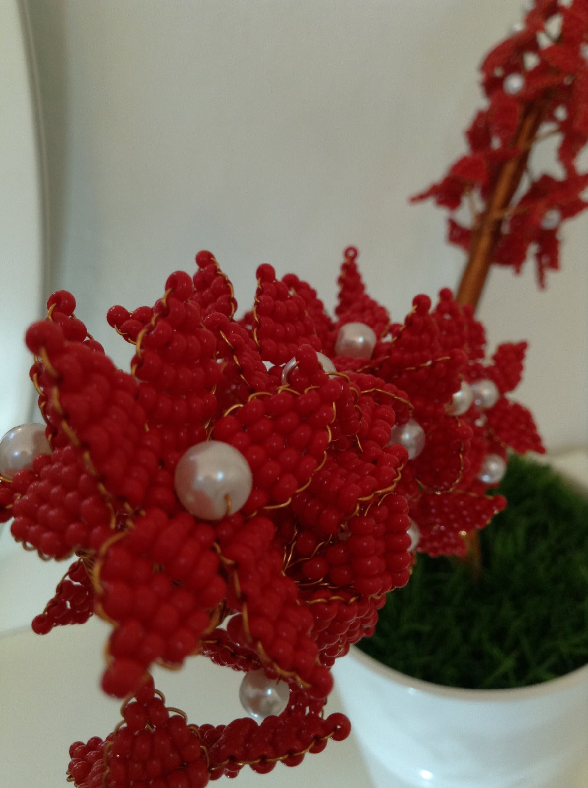 Dark Red Bonsai Flower Beeds crafted Décor