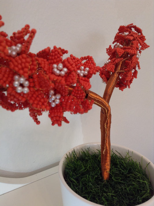 Red Bonsai Tree Beeds crafted Décor