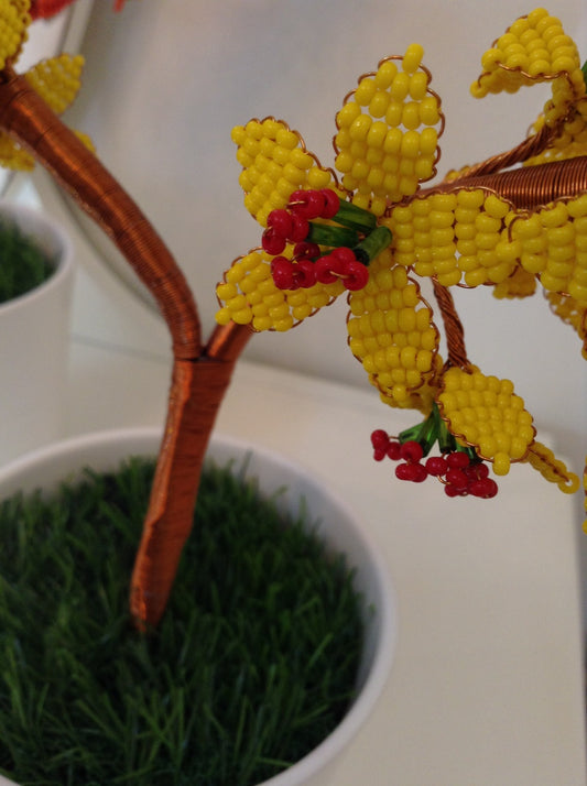 Yellow Bonsai Tree Beeds crafted Décor