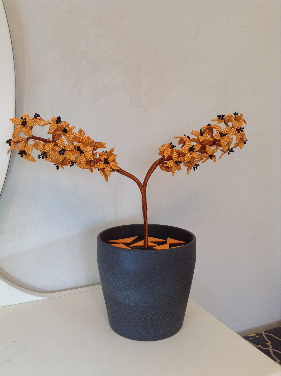Orange Bonsai Tree Beeds crafted Décor