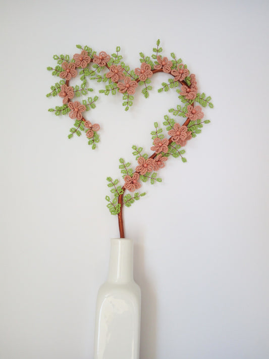 Pink Flower Heart shaped Beeded Craft Decor