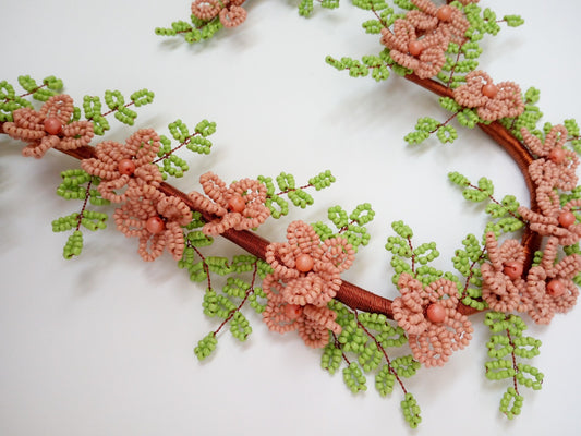 Pink Flower Heart shaped Beeded Craft Decor