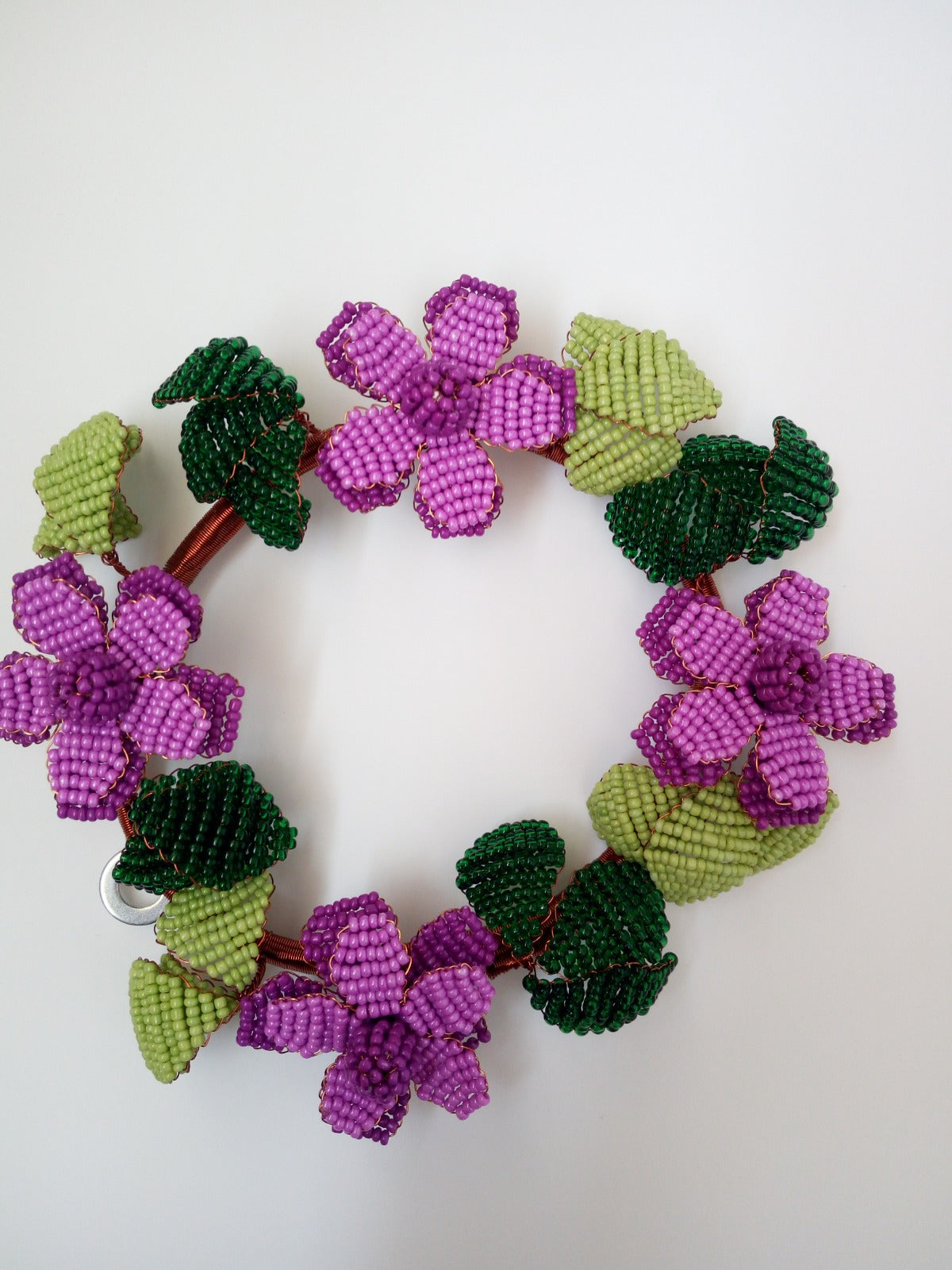 Purple Cosmos Flower Wreath Beeded Craft Décor