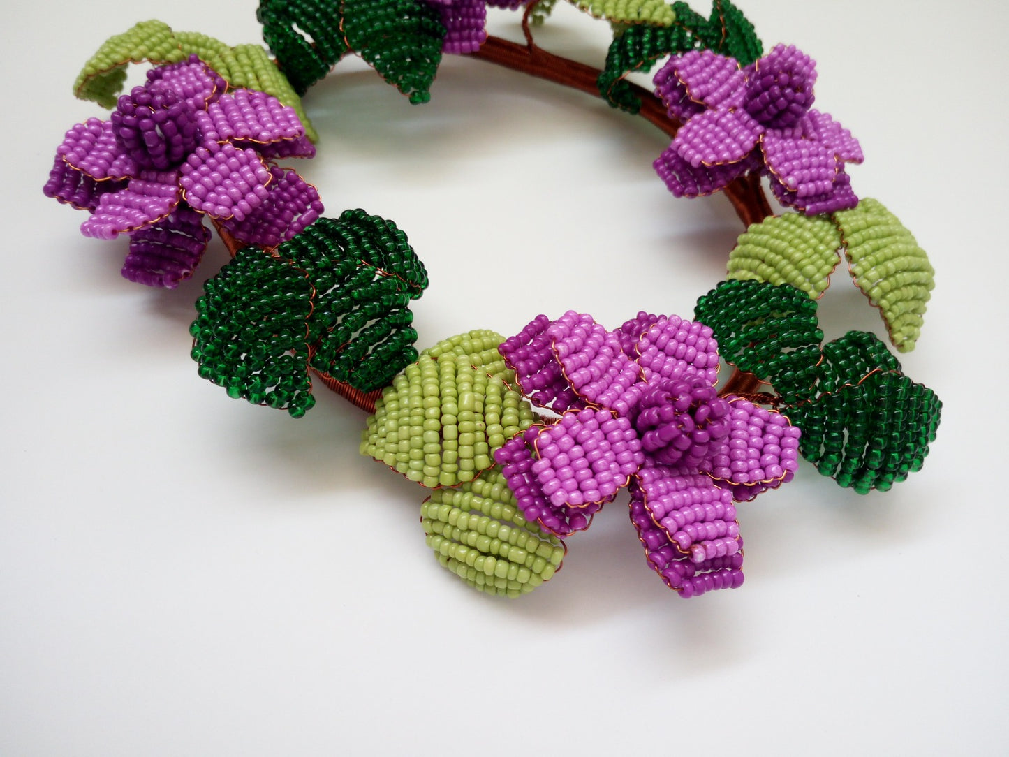 Purple Cosmos Flower Wreath Beeded Craft Décor