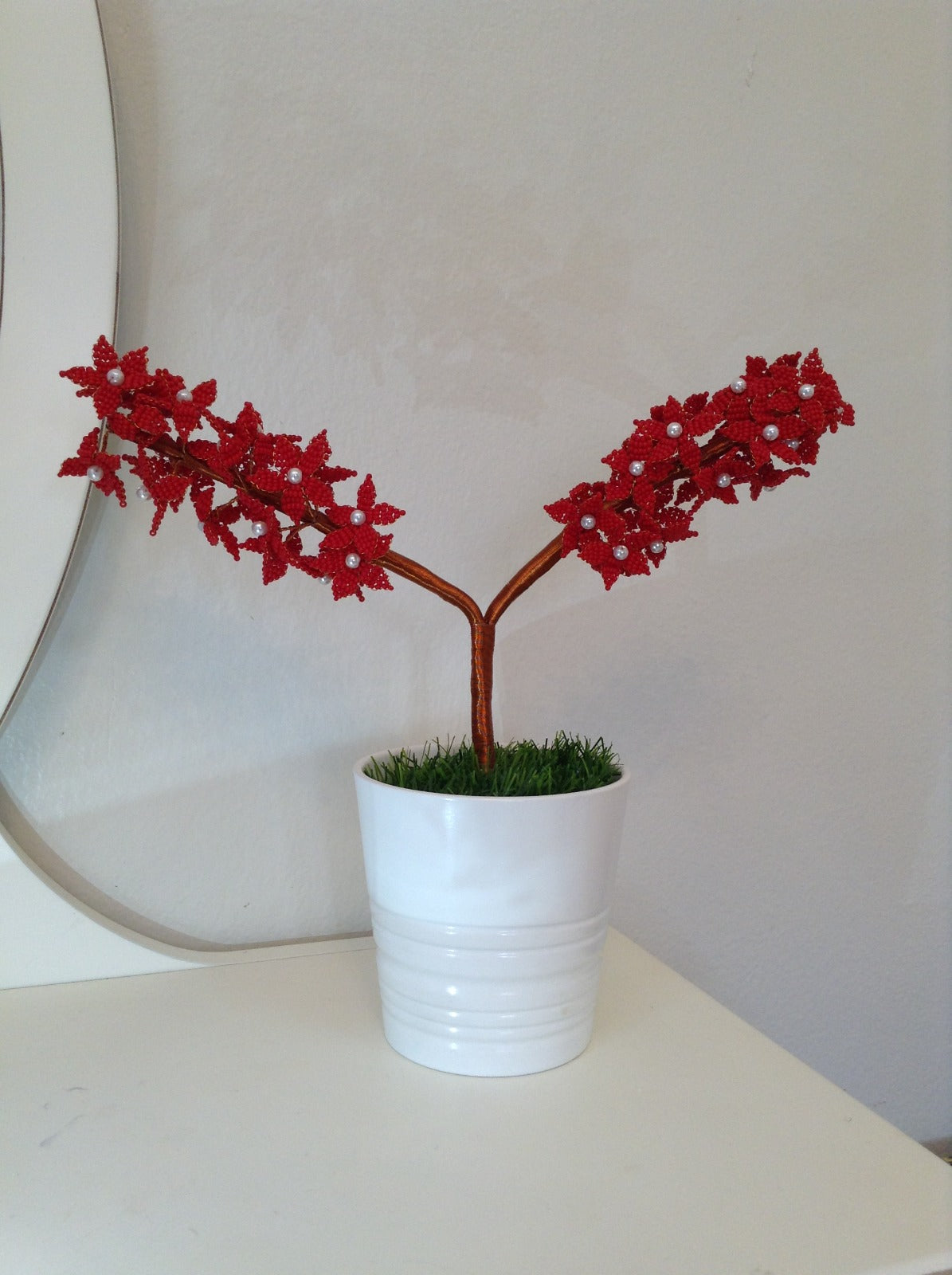 Dark Red Bonsai Flower Beeds crafted Décor