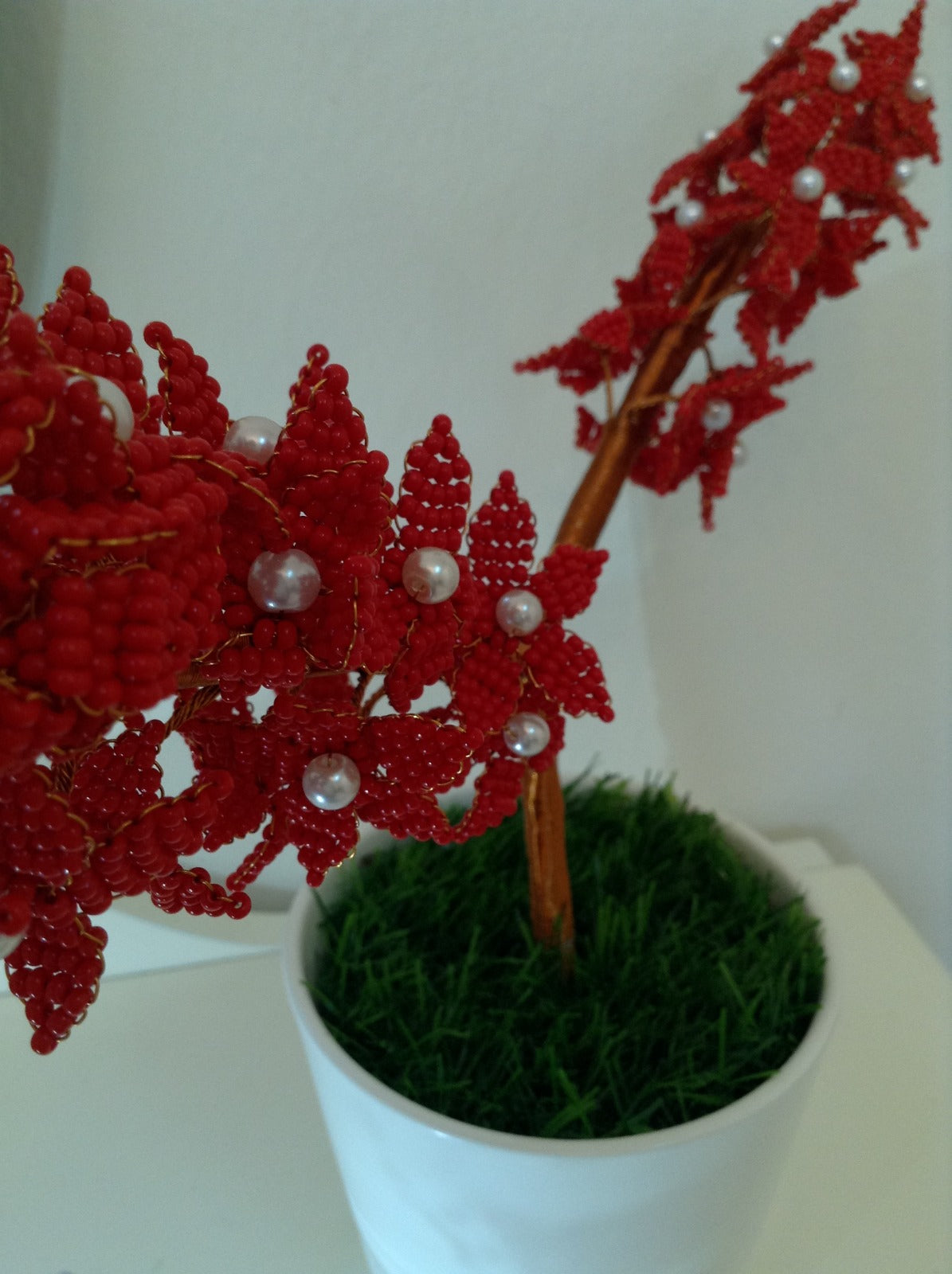 Dark Red Bonsai Flower Beeds crafted Décor