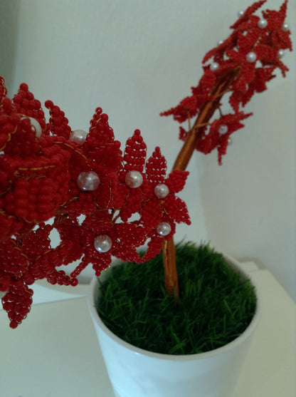 Dark Red Bonsai Flower Beeds crafted Décor