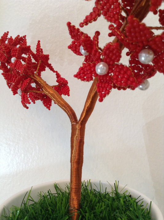 Dark Red Bonsai Flower Beeds crafted Décor